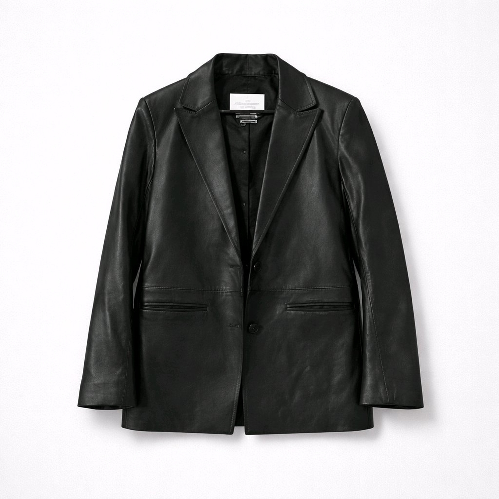 Abercrombie & Fitch Genuine Leather Women's Blazer Jacket Black- Buttery Soft! S